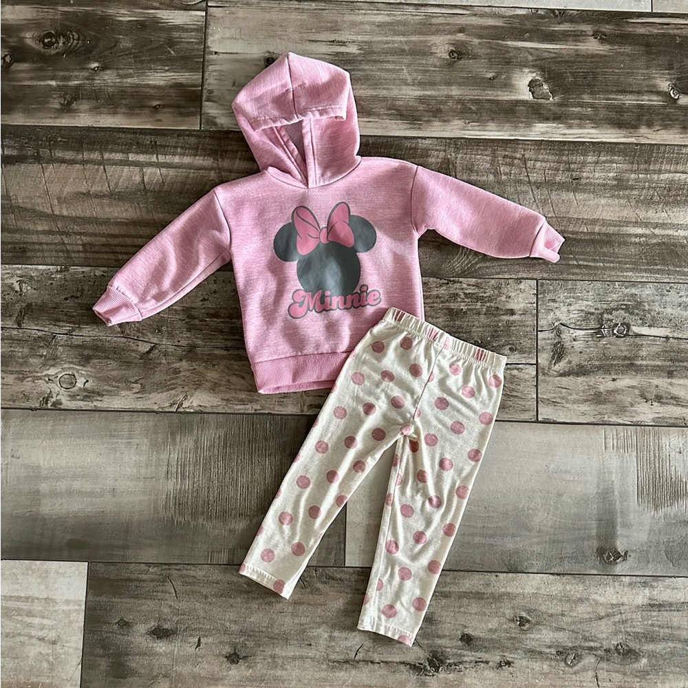 🍭 3/$15 Cute Pink Minnie Hoodie & Polka Dot Leggings 🍭